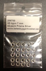 3D Ögon 7 mm - 42 pack Prisma Silver